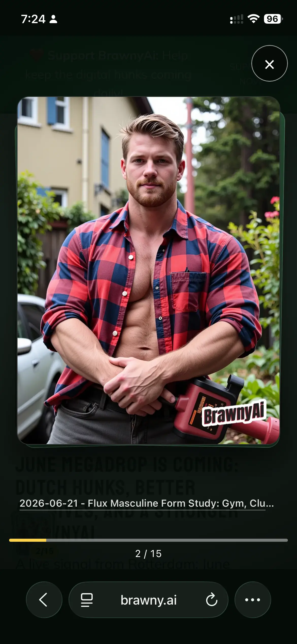 Mobile screenshot of a BrawnyAi Daily Stack card dated June 21, 2026