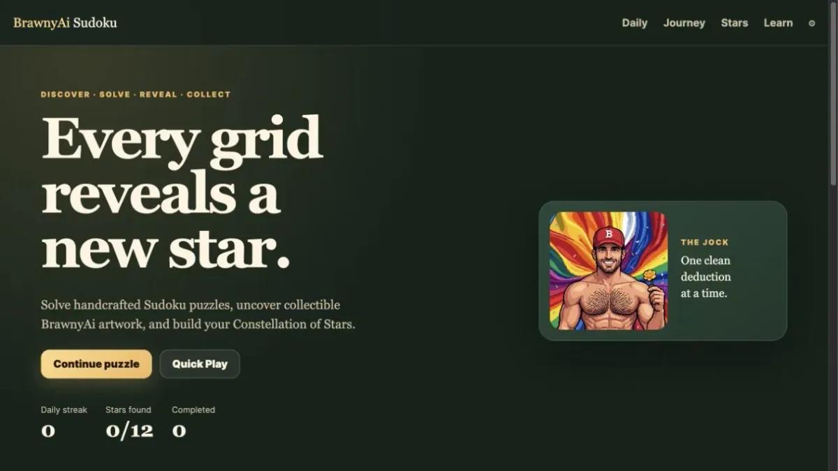 BrawnyAi Sudoku: Every Grid Reveals a New Star