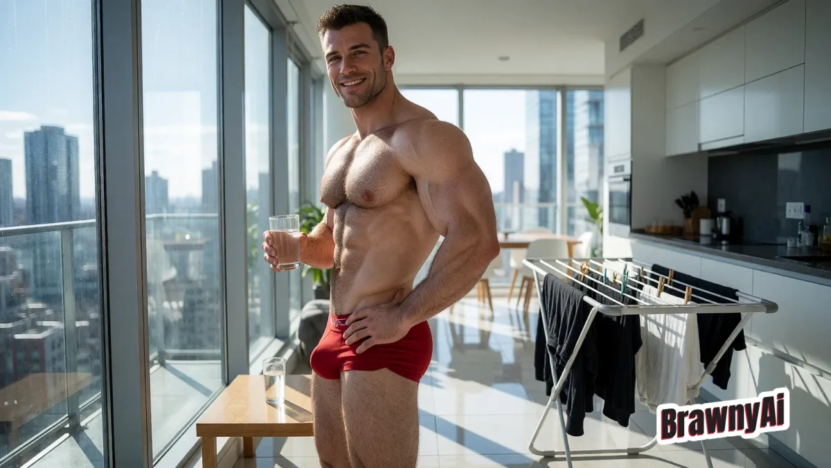2026-10-04 - Muscular Men in Modern Homes and Rooftops - 31 artworks
