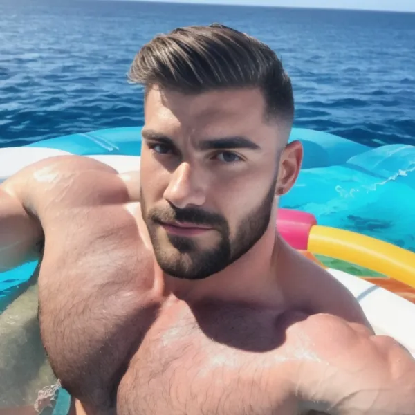 Cinematic close-up of a high-tech microphone in a dimly lit studio, neon blue and orange ambient lighting, floating holo