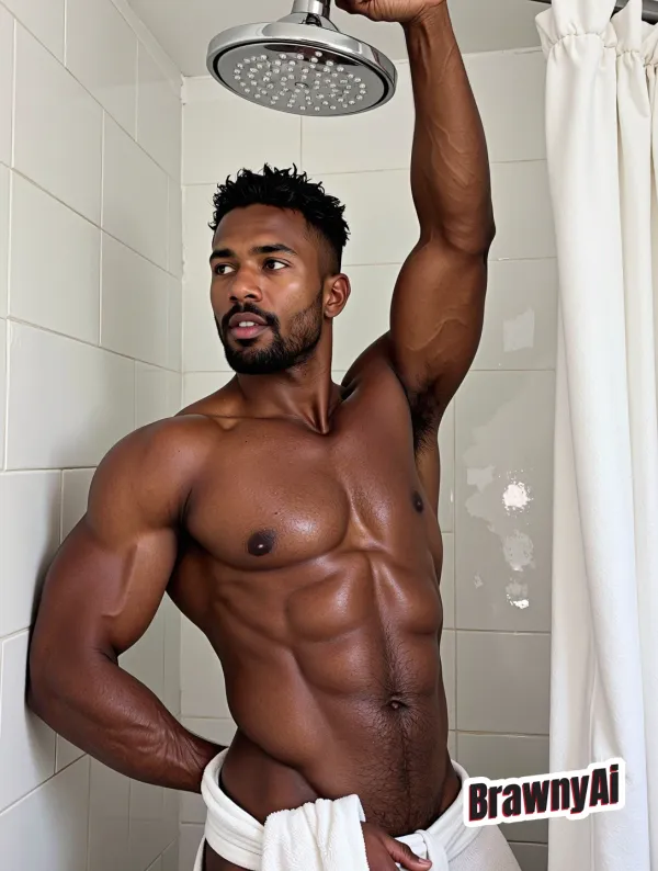 A high-quality digital illustration of a muscular male character.